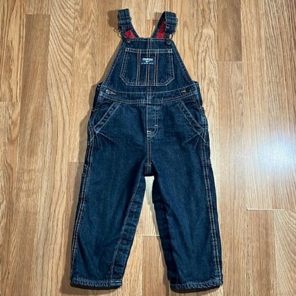 Excluded from Sale OshKosh B'gosh Vestbak Fleece Lined Bib Overalls Denim 24M - Picture 1 of 12